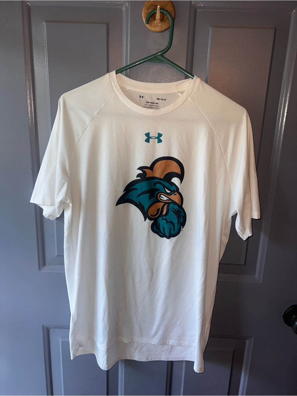 Under Armour White Short-Sleeve Performance Tee with Teal & Gold Mascot